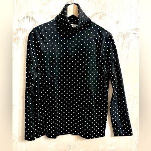 NWOT Liz Claiborne Black and White Polka Dot Turtle Neck XL